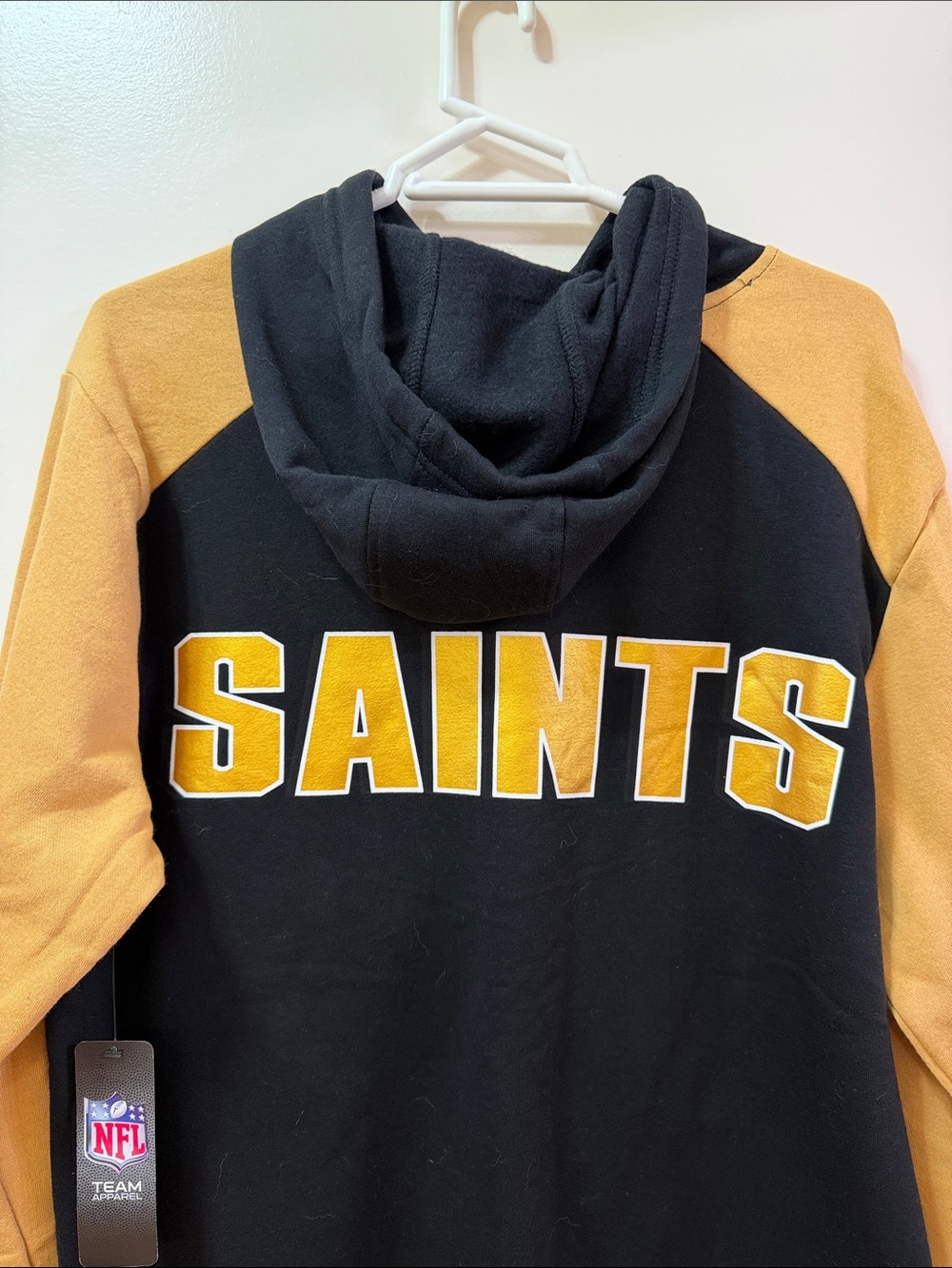 NFL New Orleans Saints Black and Gold Crewneck Pullover Hoodie Size Large - Picture 2 of 6